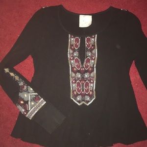 Black long sleeve free people shirt